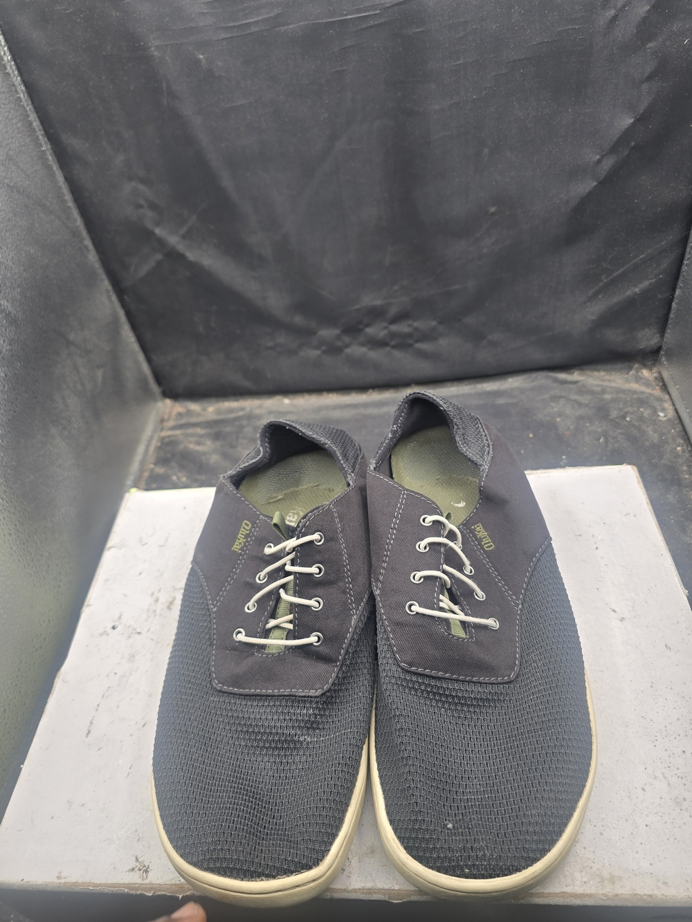 OluKai Men's Black and Olive Slip-On Loafers